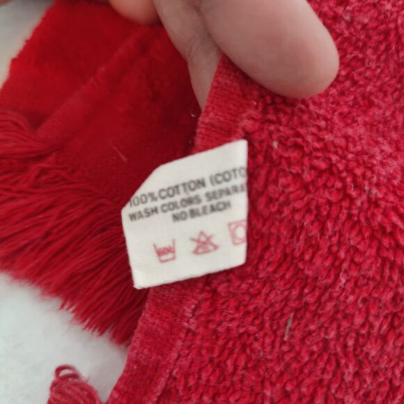 Cannon Red Christmas Tree Joy Embroidered Holiday Fringe Fingertip Towels VTG 2 - Picture 9 of 9